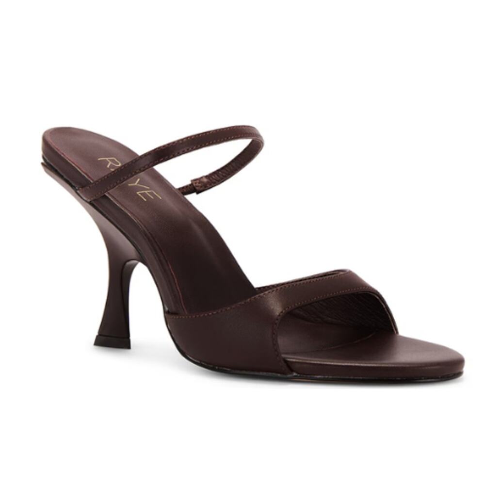 RAYE Chocolate Brown Leather Strappy Heeled Sandals